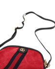 Pre-Loved Ophidia Crossbody Bag Suede Small with Gold Hardware, Red
