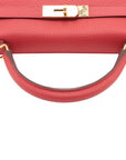 Pre-Loved Kelly Retourne Handbag Leather 32 with Gold Hardware, Red