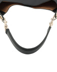 Pre-Loved Web Hobo Shoulder Bag Leather with Gold Hardware, Black
