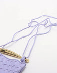 Pre-Loved Sardine Crossbody Bag Intrecciato Leather Mini with Gold Hardware, Lavender