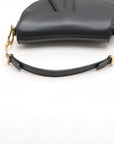 Pre-Loved Saddle Shoulder Bag Leather Mini with Gold Hardware, Black