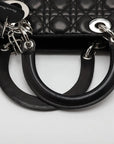 Pre-Loved Lady Dior Handbag Cannage Leather Large with Silver Hardware, Black