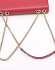 Pre-Loved Interlocking G Crossbody Bag Plain Leather with Gold Hardware Small, Red