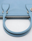 Pre-Loved Interlocking G Charm Tote Leather with Gold Hardware, Light Blue