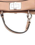 Pre-Loved Peekaboo Handbag Leather Micro with Silver Hardware, Beige