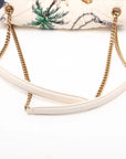 Pre-Loved Loulou Puffer Shoulder Bag Quilted Velvet Small with Aged Gold Hardware, Ivory Multicolor