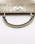 Pre-Loved Peekaboo Handbag Leather Mini with Silver Hardware, Gold