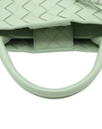 Pre-Loved Andiamo Handbag Intrecciato Leather Small with Gold Hardware, Mint Green