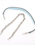 Pre-Loved Horsebit Chain Shoulder Bag Quilted Leather Small with Silver Hardware, Light Blue