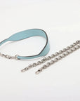 Pre-Loved Horsebit Chain Shoulder Bag Quilted Leather Small with Silver Hardware, Light Blue