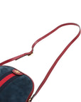 Pre-Loved Ophidia Shoulder Bag Suede Small with Gold Hardware, Navy Blue