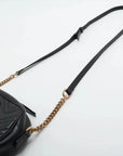 Pre-Loved GG Marmont Matelassé Camera Bag Crossbody Bag Quilted Leather Small with Aged Gold Hardware, Black