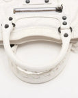 Pre-Loved Classic City Handbag Leather Mini with Aged Silver Hardware, White