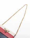 Pre-Loved Queen Margaret Wallet on Chain Crossbody Bag Leather Mini with Aged Gold Hardware, White, Red, and Navy Blue