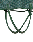Pre-Loved Saint Louis Tote Goyardine Chevron Canvas Coated GM with Silver Hardware, Green