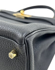 Pre-Loved Kelly Handbag Black Leather with Gold Hardware 28, Black