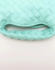 Pre-Loved Hop Crossbody Bag Intrecciato Leather Mini with Gold Hardware, Turquoise