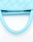 Pre-Loved Andiamo Handbag Intrecciato Leather Small with Gold Hardware, Light Blue