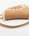 Pre-Loved Saddle Shoulder Bag Suede with Aged Gold Hardware, Tan