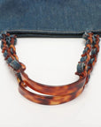 Pre-Loved CC Denim Tote Denim with Tortoise Shell Hardware, Blue