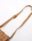 Pre-Loved Padded Cassette Crossbody Bag Intrecciato Leather Small with Gold Hardware, Tan