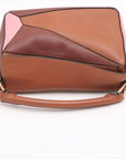Pre-Loved Puzzle Handbag Colorblock Leather Small with Gold Hardware, Tan, Brown, and Pink