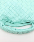 Pre-Loved Hop Handbag Intrecciato Leather Mini with Gold Hardware, Aqua Green