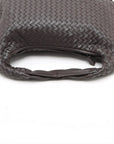 Pre-Loved Veneta Shoulder Bag Intrecciato Leather Medium with Gunmetal Hardware, Dark Brown