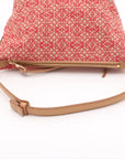 Pre-Loved Anagram Pochette Shoulder Bag Anagram Canvas Small with Gold Hardware, Red and Beige