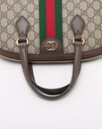 Pre-Loved Ophidia Handbag Monogram Coated Canvas Medium with Gold Hardware, Beige/Ebony