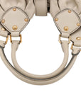 Pre-Loved Mahina XL Shoulder Bag Monogram Leather XL with Gold Hardware, Off-White