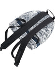 Pre-Loved DiorTravel Backpack Toile de Jouy Coated Canvas Medium with Black Hardware, White and Navy Blue