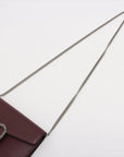 Pre-Loved Dionysus Chain Wallet Crossbody Bag Leather Mini with Aged Silver Hardware, Burgundy