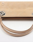 Pre-Loved Lady Dior East West Handbag Cannage Suede with Silver Hardware, Beige