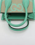 Pre-Loved Jumbo GG Mini Tote Tote Monogram Coated Canvas Mini with Gold Hardware, Beige and Green