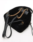 Pre-Loved GG Marmont Backpack Quilted Velvet Mini with Aged Gold Hardware, Black