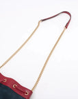 Pre-Loved Rajah Bucket Bag Suede Web Stripe Small with Gold Hardware, Blue