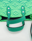 Pre-Loved Sac Plat Tote Monogram Leather XS with Silver Hardware, Green Blue Gradient