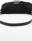 Pre-Loved Mamma Baguette Shoulder Bag Plain Canvas with Silver Hardware, Black