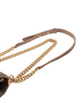 Pre-Loved Boy Round Crossbody Bag Quilted Velvet Small with Aged Gold Hardware, Taupe