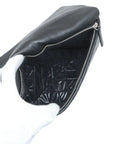 Pre-Loved Quilted Fold-Over Clutch Clutch Quilted Leather with Silver Hardware, Black