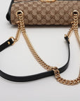 Pre-Loved GG Marmont Shoulder Bag Monogram Coated Canvas Small with Gold Hardware, Beige Ebony