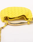Pre-Loved Sardine Mini Shoulder Bag Intrecciato Leather Mini with Gold Hardware, Yellow