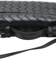 Pre-Loved Intrecciato Camera Bag Crossbody Bag Intrecciato Leather Small with Gold Hardware, Black