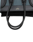 Pre-Loved Luggage Micro Tote Leather Micro with Gold Hardware, Light Blue, Teal Blue, and Black