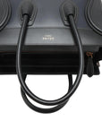 Pre-Loved Luggage Tote Leather Micro with Gold Hardware, Black and Grey