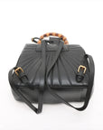 Pre-Loved Queen Margaret Bamboo Bee Backpack Quilted Leather with Aged Gold Hardware, Black