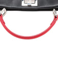 Pre-Loved Peekaboo Handbag Floral Leather Mini with Silver Hardware, Black