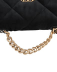 Pre-Loved Chanel 19 Shoulder Bag Quilted Fabric Small with Mixed Hardware, Black