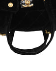 Pre-Loved Bowling Bag Handbag Quilted Velvet Mini with Aged Gold Hardware, Black